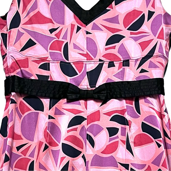 Marc Jacobs Silk Midi Dress 6 Pink Black Geometric Print Vintage Y2K Cocktail - Picture 9 of 16